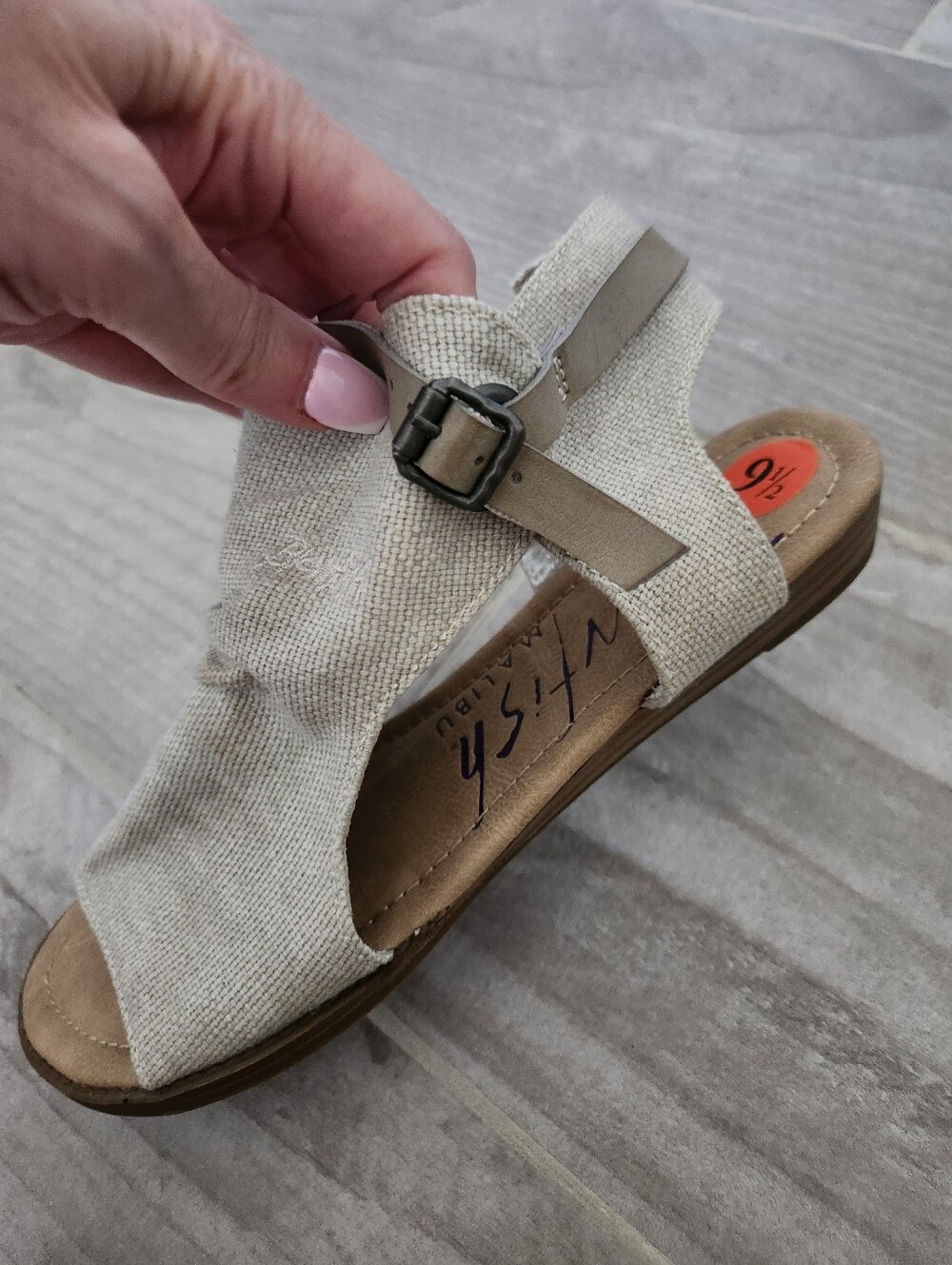 Blowfish Beige Canvas Wedge Sandals
